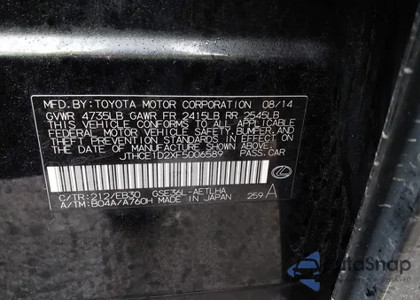 2015 Lexus Is 350 z USA, uszkodzony, nr VIN JTHCE1D2XF5006589